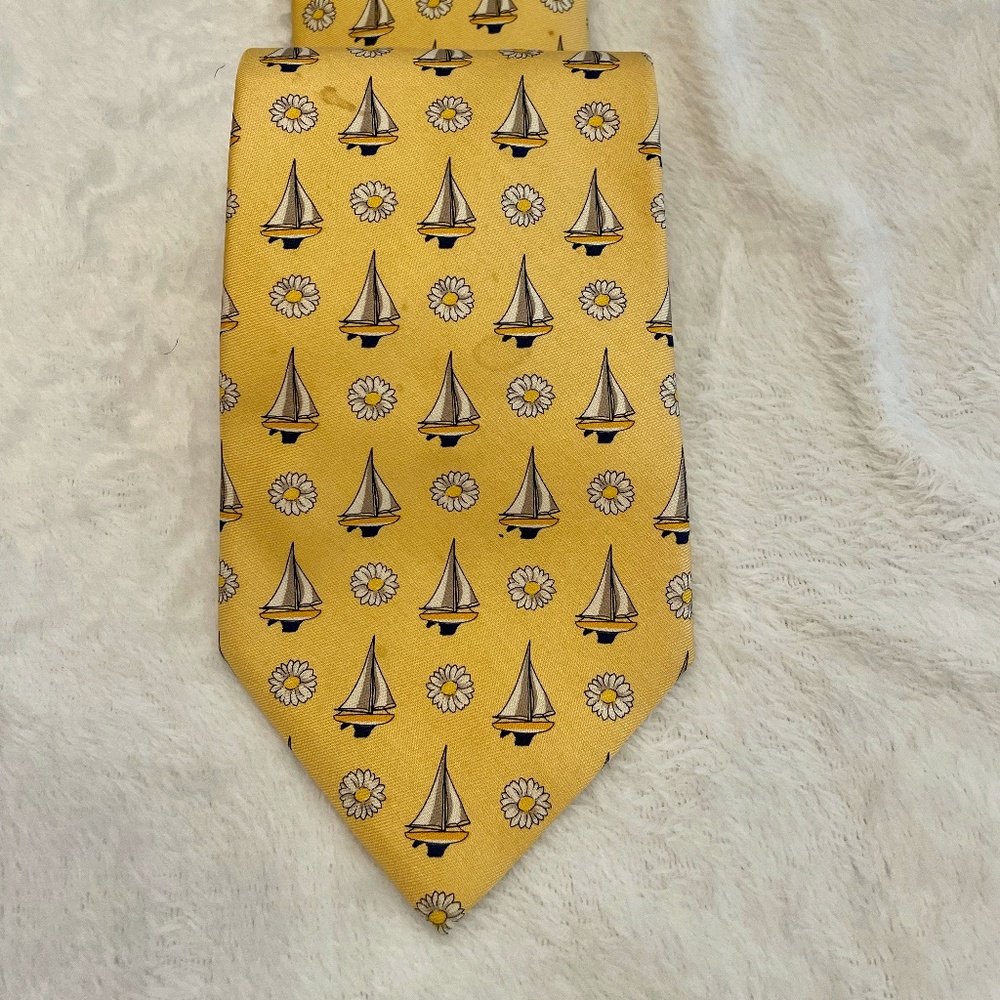 Land's End tie, nautical design, 100% Silk LONG
